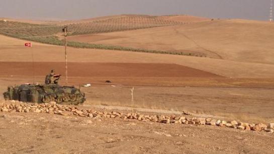 A Turkish military vehicle on the border. 